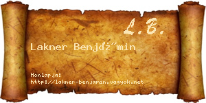 Lakner Benjámin névjegykártya